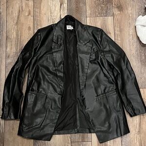 Princess Polly Black Leather Blazer xs/s
